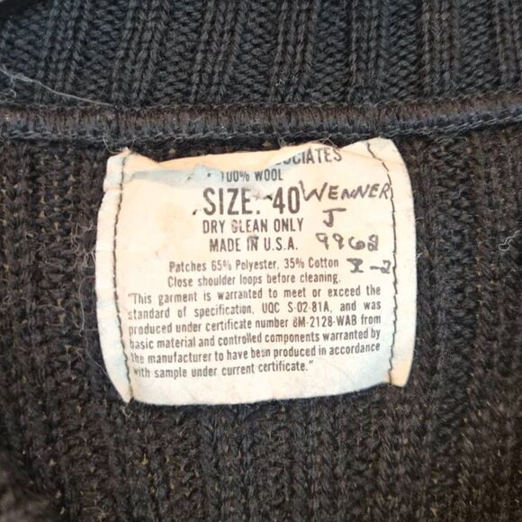 Jack Young & Associates Black Wool V-Neck Uniform Sweater Elbow Patches Size 40 - Picture 3 of 7